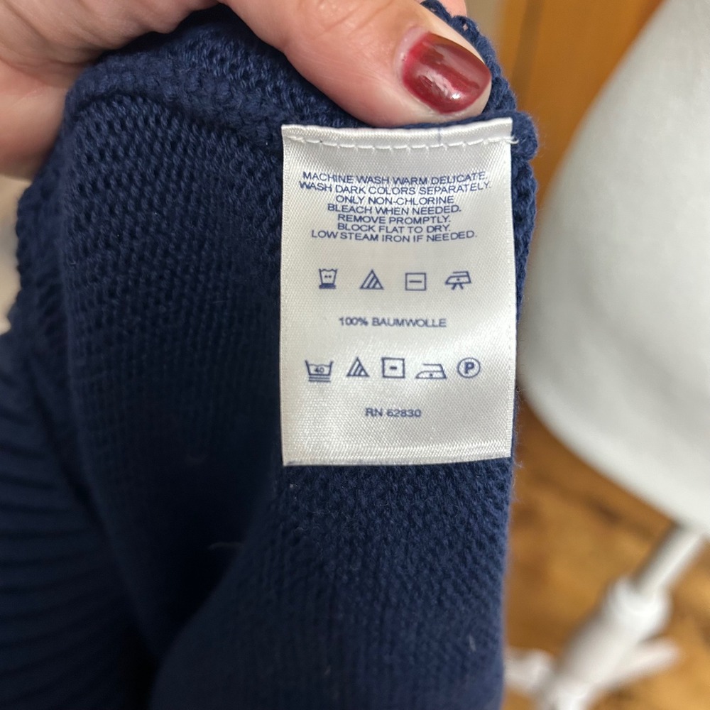 Lands' End Drifter Blue Cable Knit Crew Neck Cotton Sweater WomensM 10-12 - Picture 3 of 4